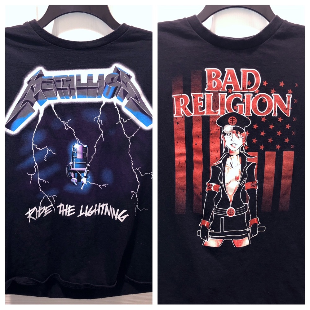 Metallica and Bad Religion band shirts in Medium